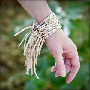 ASTALI Leather Biker Cuff - Cream